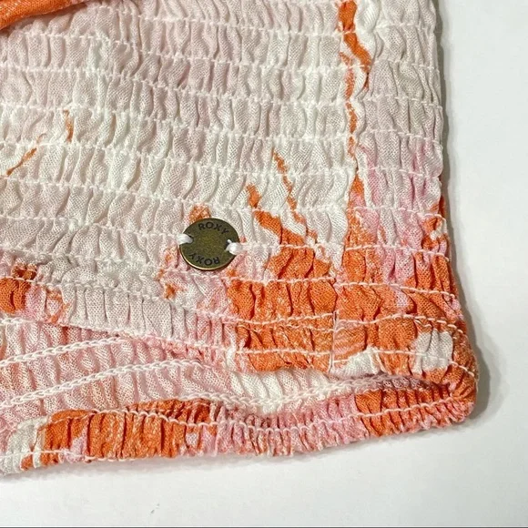 Roxy NWT floral peach coral white knot tie bandeau - Picture 3 of 12